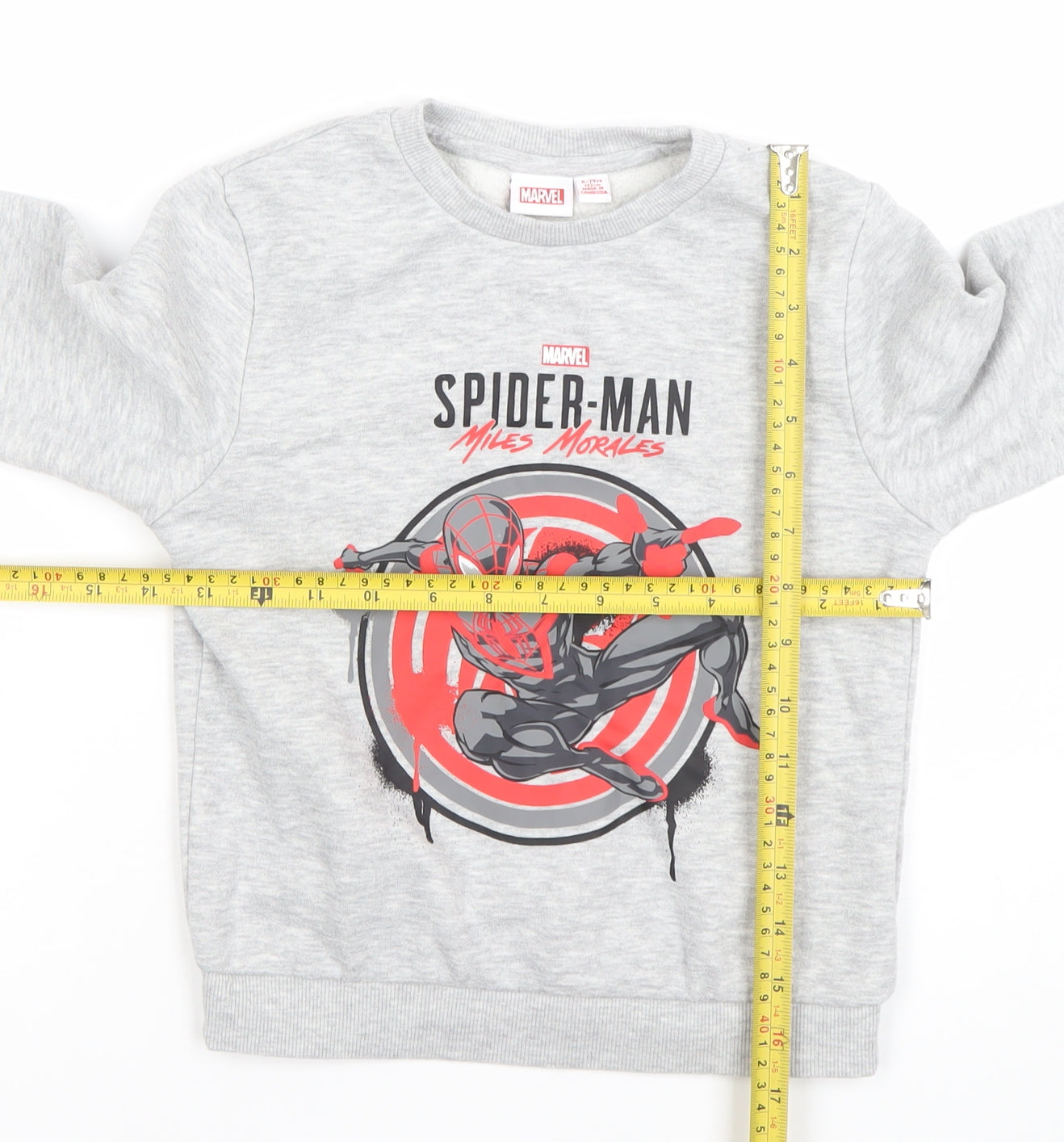 Marvel Boys Grey Spider-Man Miles Morales Sweatshirt 5-7 Years Cotton Blend