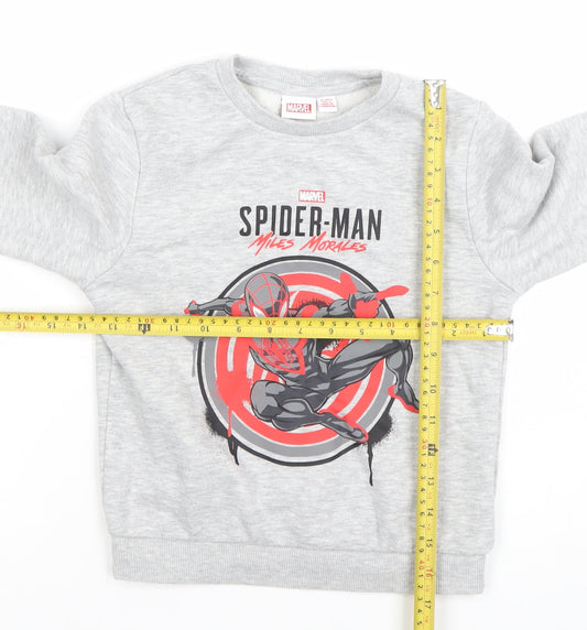Marvel Boys Grey Spider-Man Miles Morales Sweatshirt 5-7 Years Cotton Blend