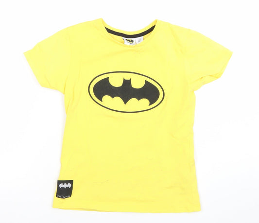 Boys Yellow Batman Logo T-Shirt 7-8 Years Lightweight Cotton Tee