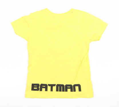 Boys Yellow Batman Logo T-Shirt 7-8 Years Lightweight Cotton Tee