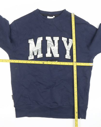 Money Mens Blue Graphic Logo Crew Neck Sweatshirt Size M