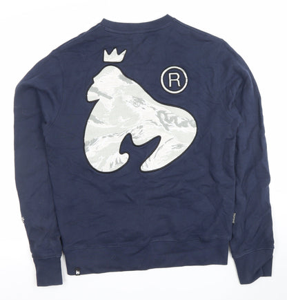 Money Mens Blue Graphic Logo Crew Neck Sweatshirt Size M