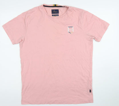 XV Kings Men’s Pink Cotton Crew Neck Short Sleeve T-Shirt Size L