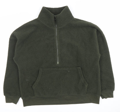 Dunnes Women Khaki Fleece 1/4 Zip Pullover Sweatshirt Size S