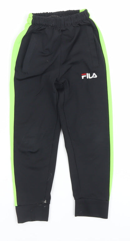 Fila Boys Black Green Jogger Active Trousers 6 Years