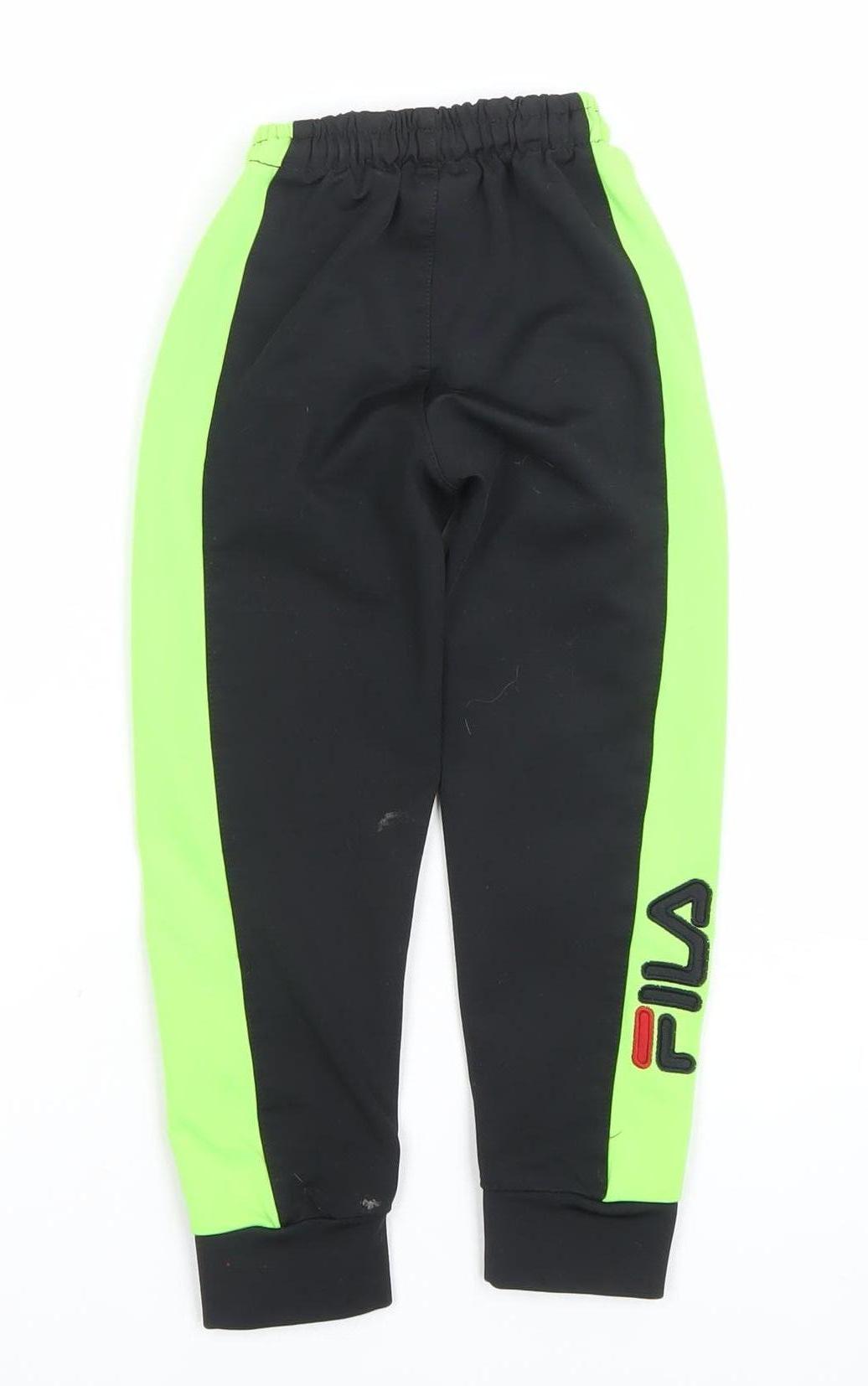 Fila Boys Black Green Jogger Active Trousers 6 Years