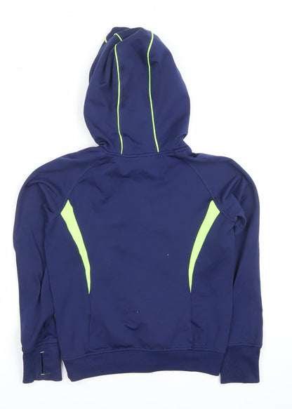 Decathlon Boys Blue and Neon Green Pullover Hoodie 6 Years Sportswear