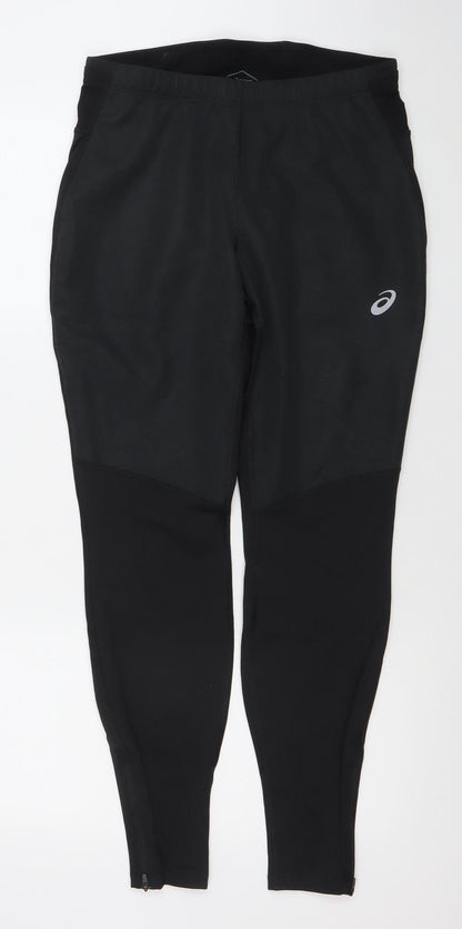 Asics Womens Black Slim Fit Reflective Running Leggings Size L