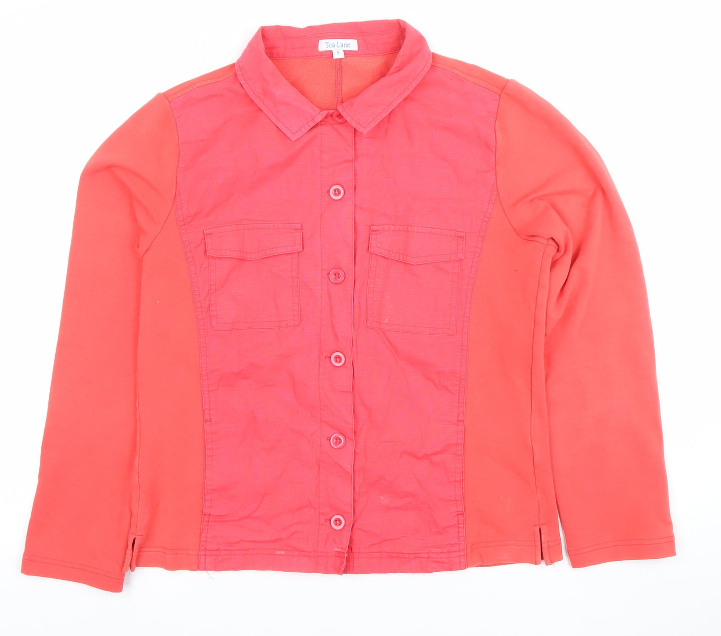 Tea Lane Womens Pink Cotton Blend Button Up Jacket Size S