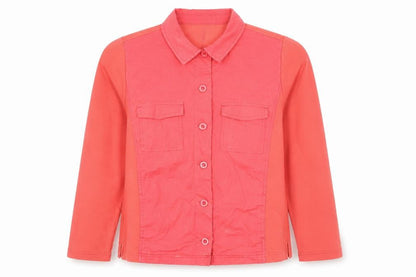 Tea Lane Womens Pink Cotton Blend Button Up Jacket Size S