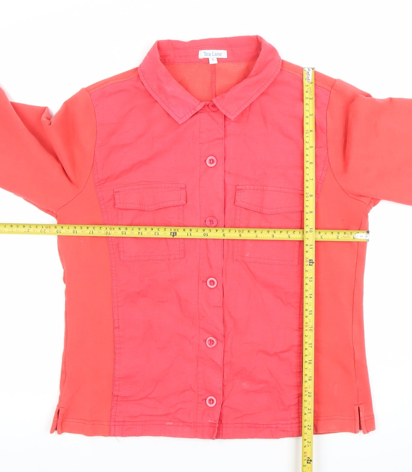 Tea Lane Womens Pink Cotton Blend Button Up Jacket Size S