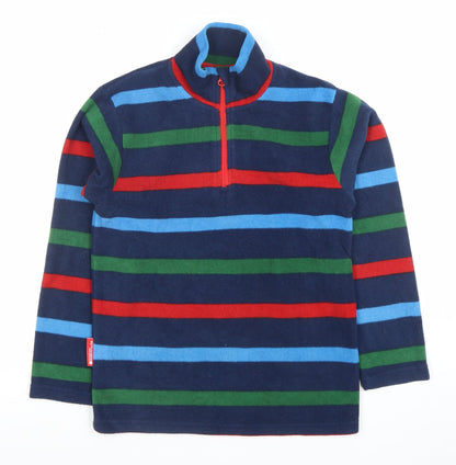 Mountain Warehouse Boys Navy Striped Fleece Hoodie 11-12 Years Half Zip
