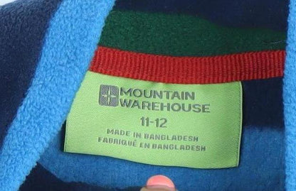 Mountain Warehouse Boys Navy Striped Fleece Hoodie 11-12 Years Half Zip