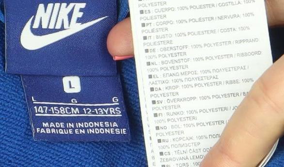 Nike Boys Blue Full Zip Hoodie Jacket Size L 12-13 Years Polyester