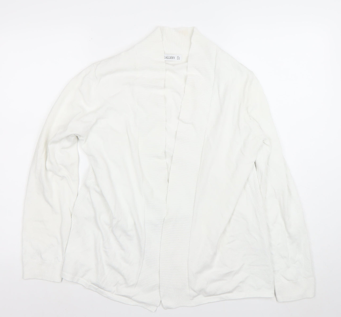 Gallery Women White L Cardigan Long Sleeve Knit Open Front
