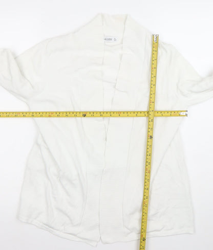 Gallery Women White L Cardigan Long Sleeve Knit Open Front