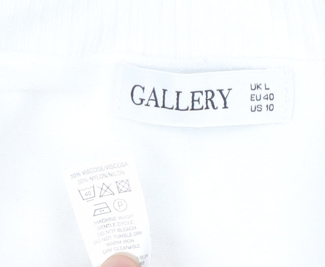 Gallery Women White L Cardigan Long Sleeve Knit Open Front