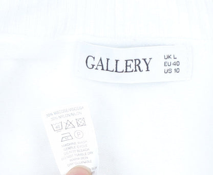 Gallery Women White L Cardigan Long Sleeve Knit Open Front
