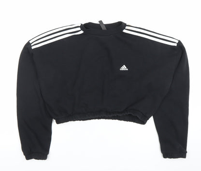 Adidas Womens Black M Cropped Crew Neck Sweatshirt