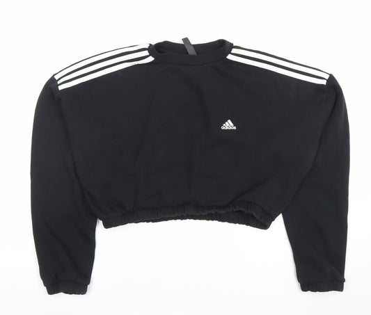 Adidas Womens Black M Cropped Crew Neck Sweatshirt