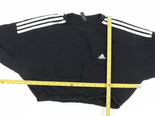 Adidas Womens Black M Cropped Crew Neck Sweatshirt