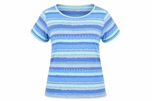 Irie Women's Blue Striped Cotton T-Shirt Size M