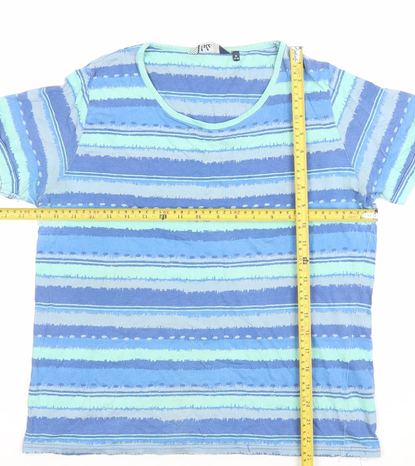 Irie Women's Blue Striped Cotton T-Shirt Size M