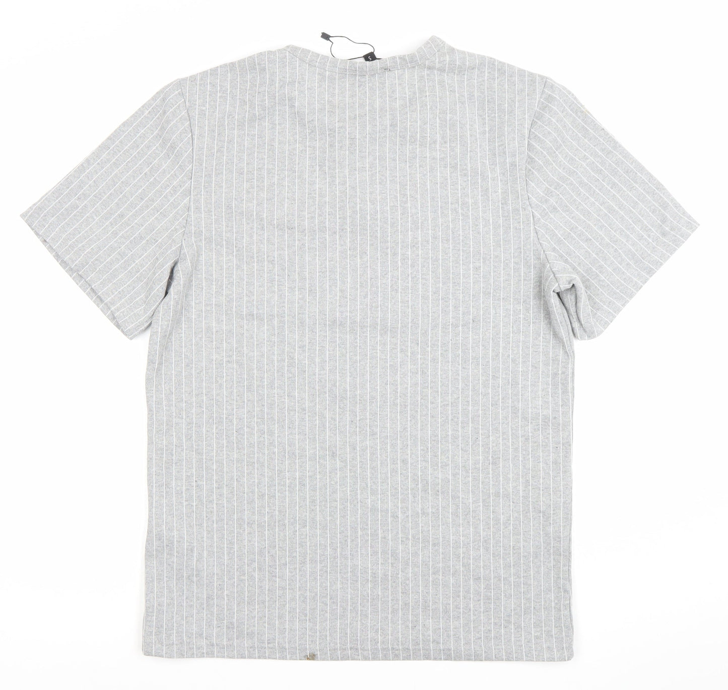 boohooMAN Men's Grey Striped Short Sleeve Crew Neck T-Shirt Size S