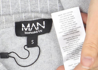 boohooMAN Men's Grey Striped Short Sleeve Crew Neck T-Shirt Size S