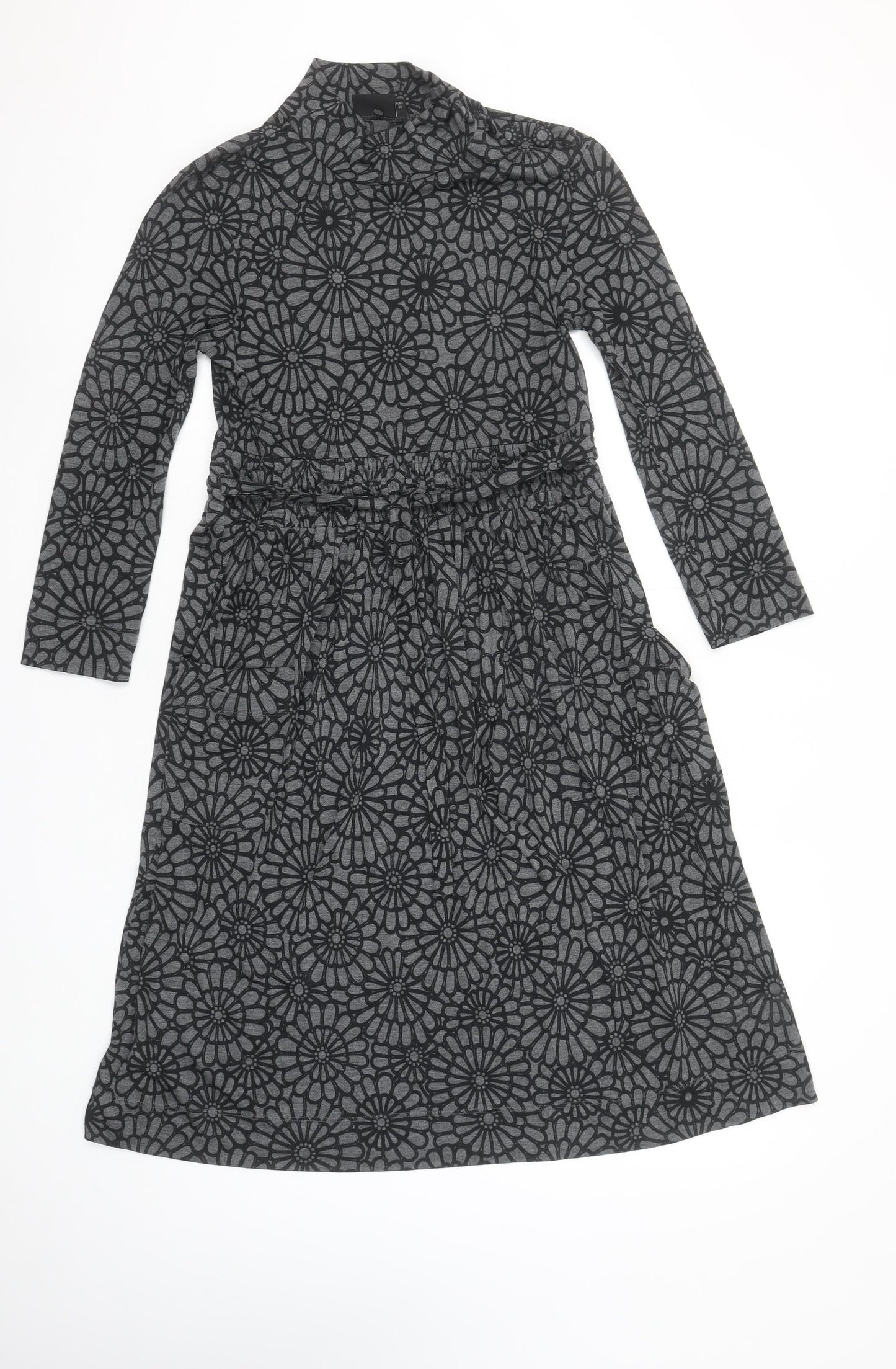 Next Women’s Grey Floral A-Line Jersey Dress Size 10