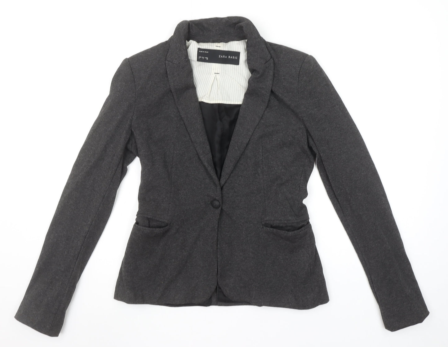 Zara Basic Women's Grey Slim Fit One-Button Blazer Jacket S