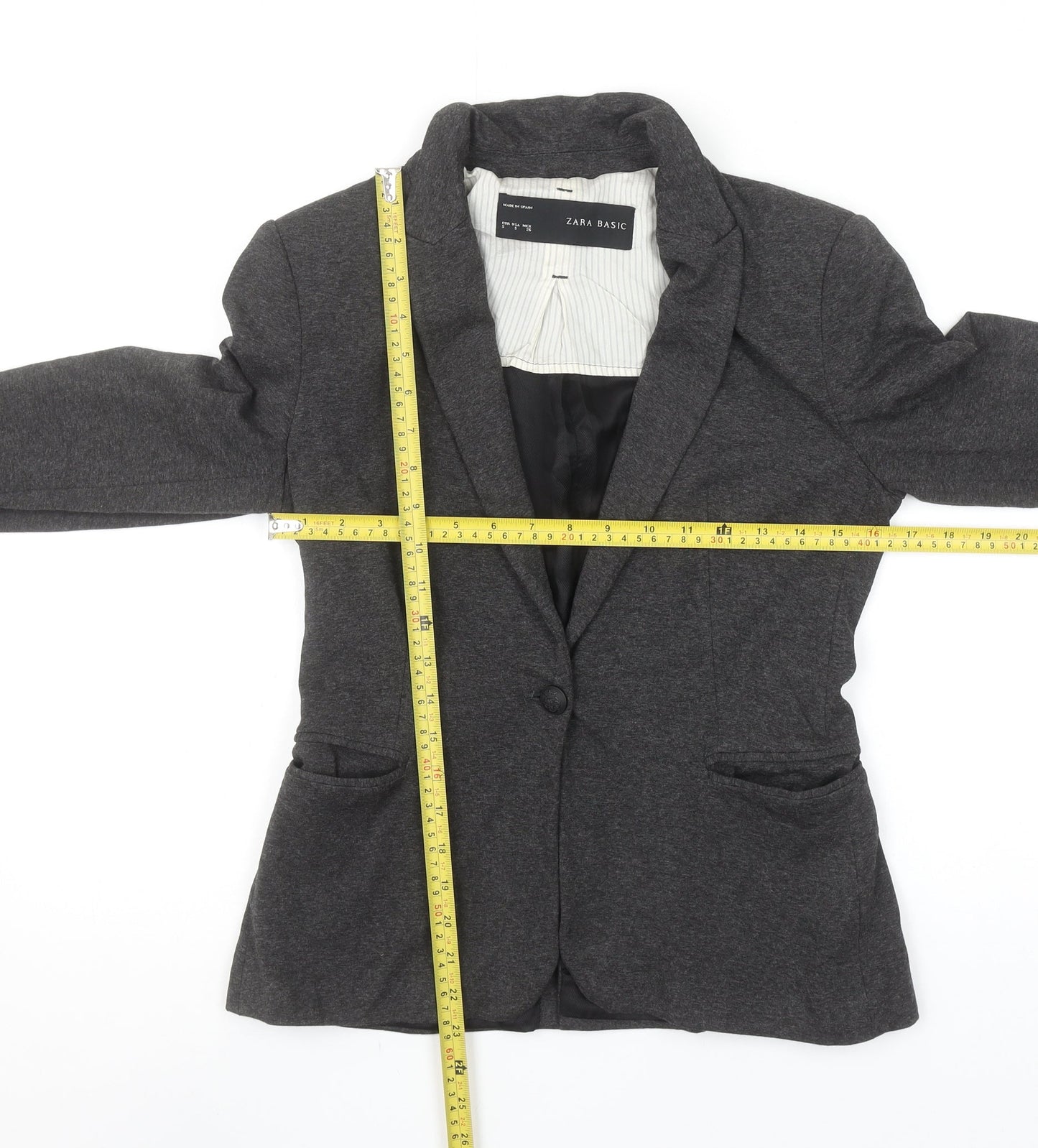 Zara Basic Women's Grey Slim Fit One-Button Blazer Jacket S