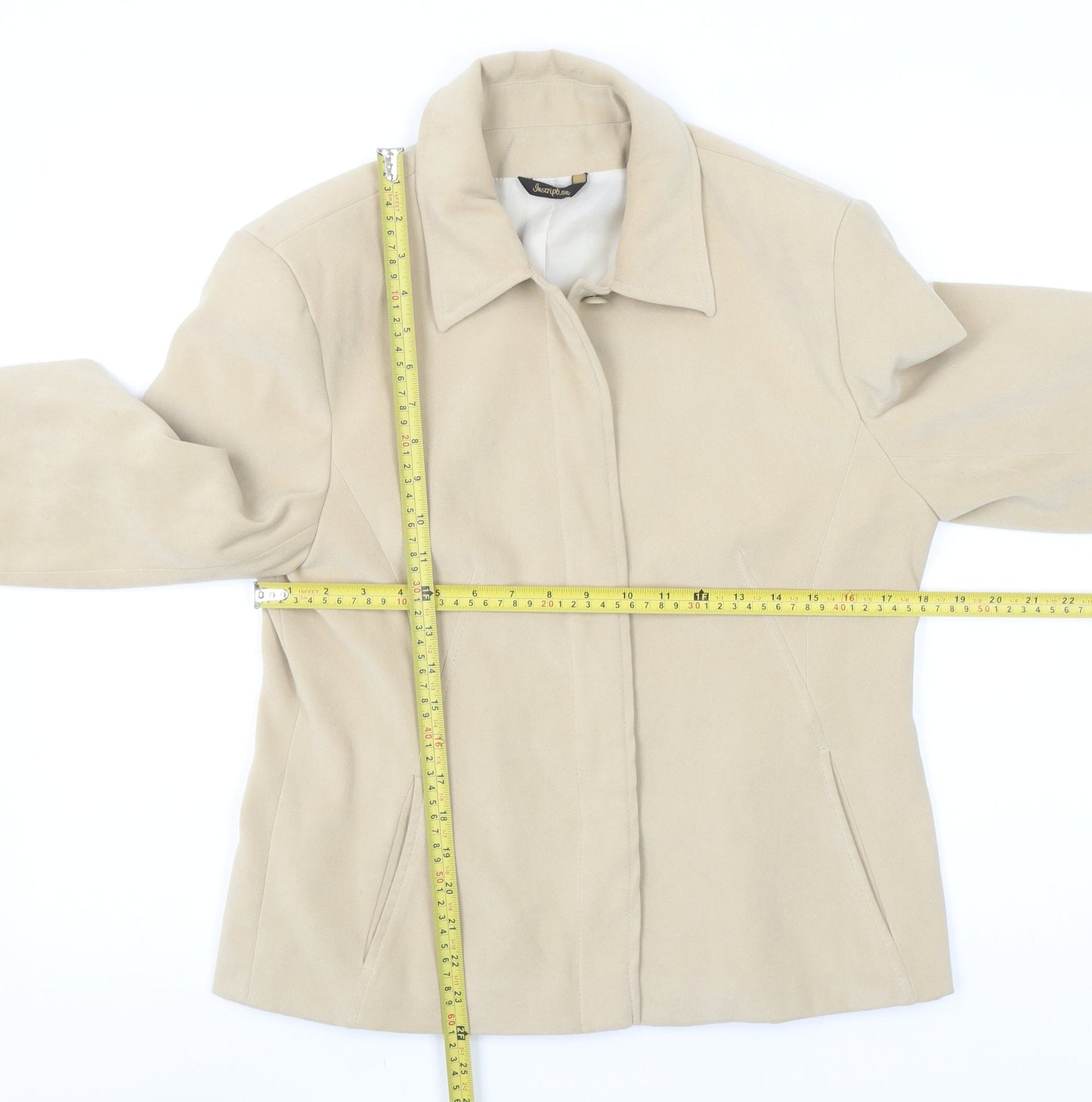 Inspiration Women's Beige Size 14 Suedette Lined Short Jacket
