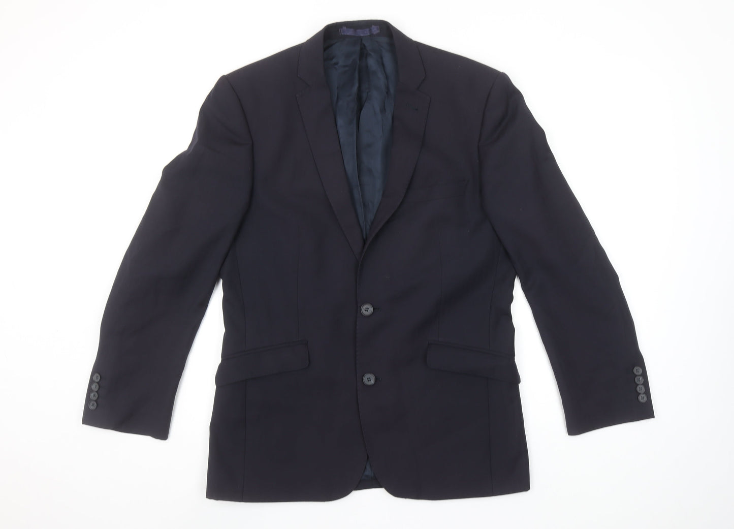 Racing Green Men's Navy Blue Wool Blend Formal Blazer Jacket 38 Short