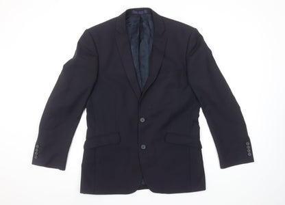 Racing Green Men's Navy Blue Wool Blend Formal Blazer Jacket 38 Short