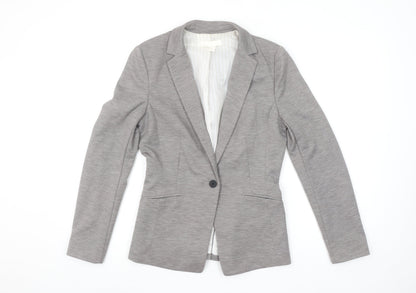 H&M Women Grey Single Breasted Blazer Size 8 Classic Fit