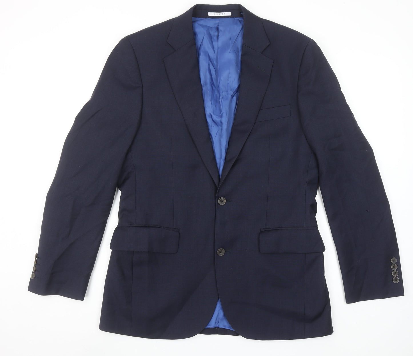 Chester Barrie Men's Blue Wool Cashmere Single-Breasted Blazer 39R