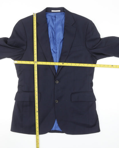 Chester Barrie Men's Blue Wool Cashmere Single-Breasted Blazer 39R