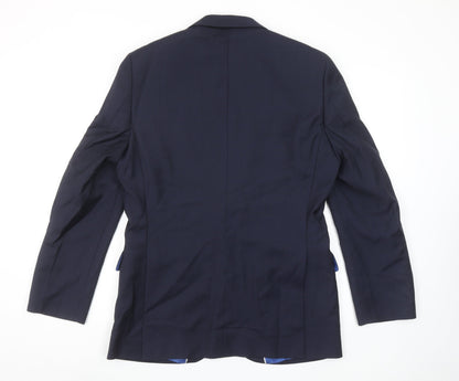 Chester Barrie Men's Blue Wool Cashmere Single-Breasted Blazer 39R