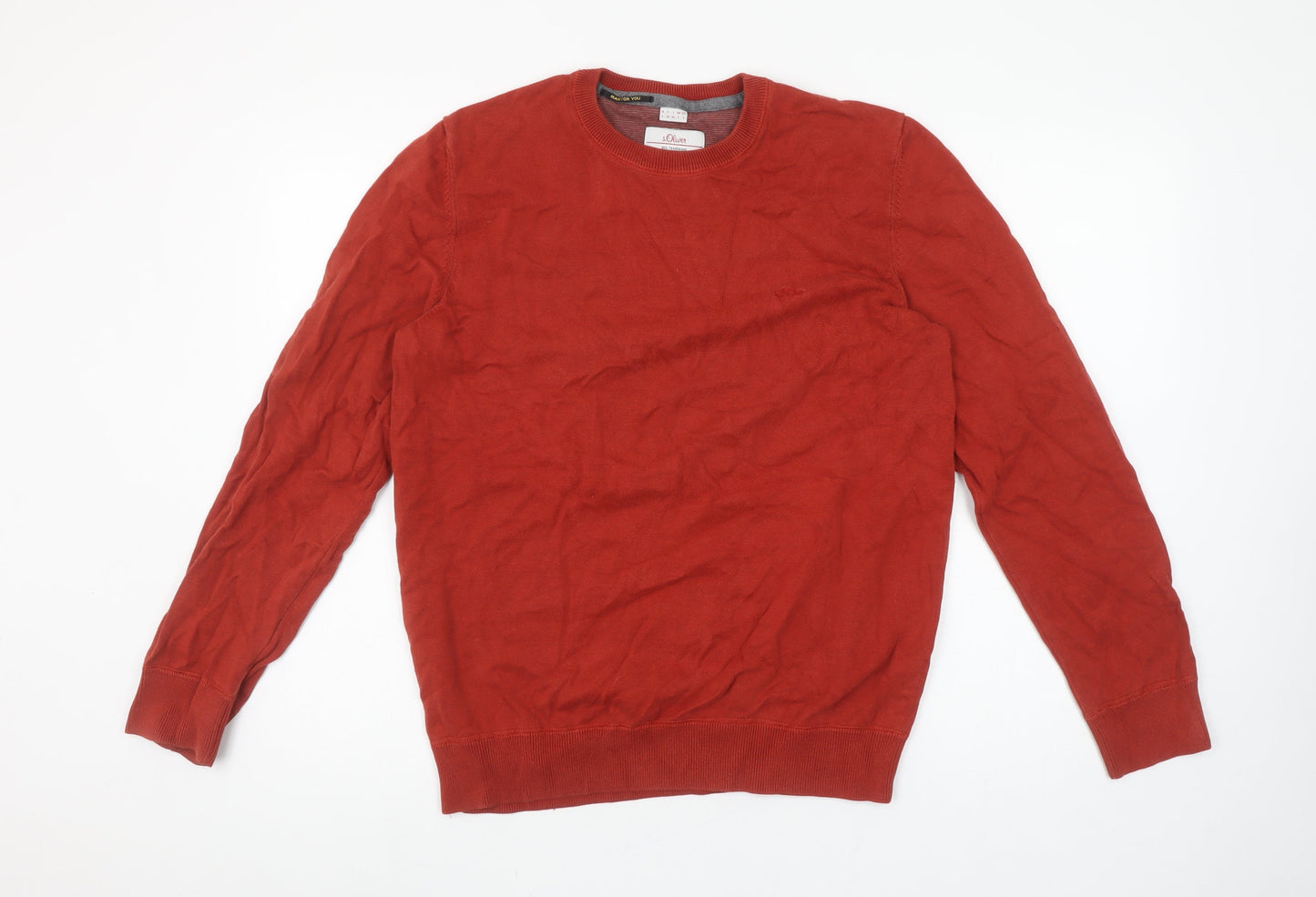 s.Oliver Women Red Crew Neck Long Sleeve Pullover Sweatshirt L