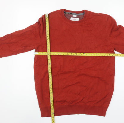 s.Oliver Women Red Crew Neck Long Sleeve Pullover Sweatshirt L