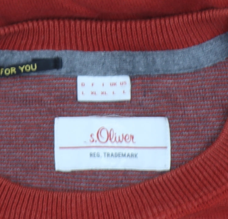 s.Oliver Women Red Crew Neck Long Sleeve Pullover Sweatshirt L