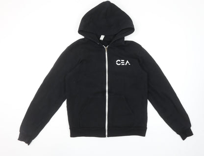 American Apparel Women's Black Full Zip Hoodie Size M Fleece Cotton Blend