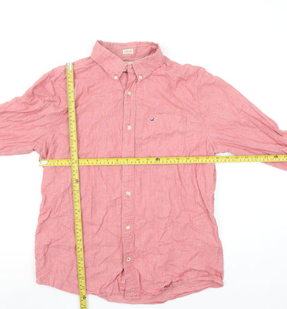 Hollister Men’s Red Slim Fit Long Sleeve Button-Up Shirt M