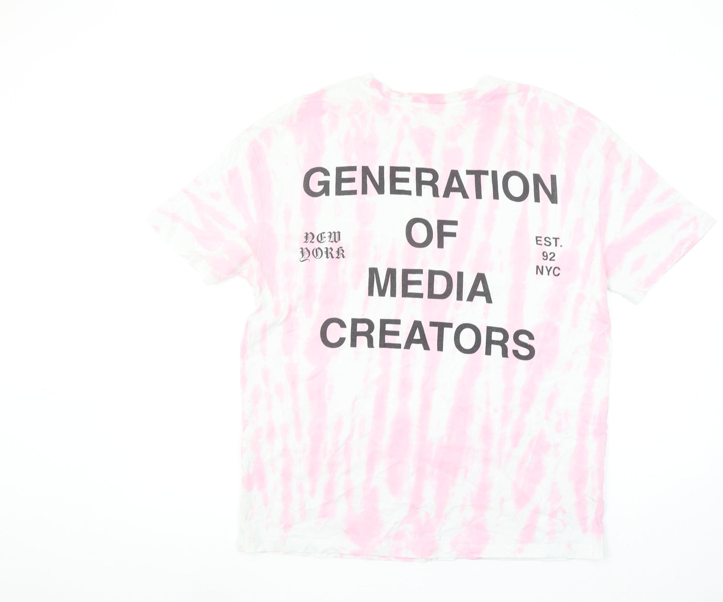Zara Women Pink Tie-Dye Graphic T-Shirt Medium Casual Style