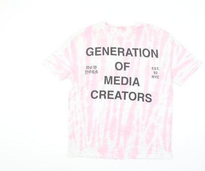 Zara Women Pink Tie-Dye Graphic T-Shirt Medium Casual Style