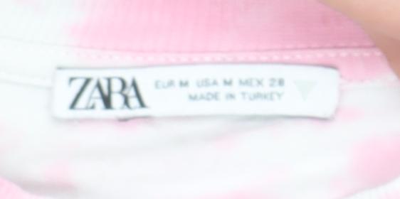 Zara Women Pink Tie-Dye Graphic T-Shirt Medium Casual Style