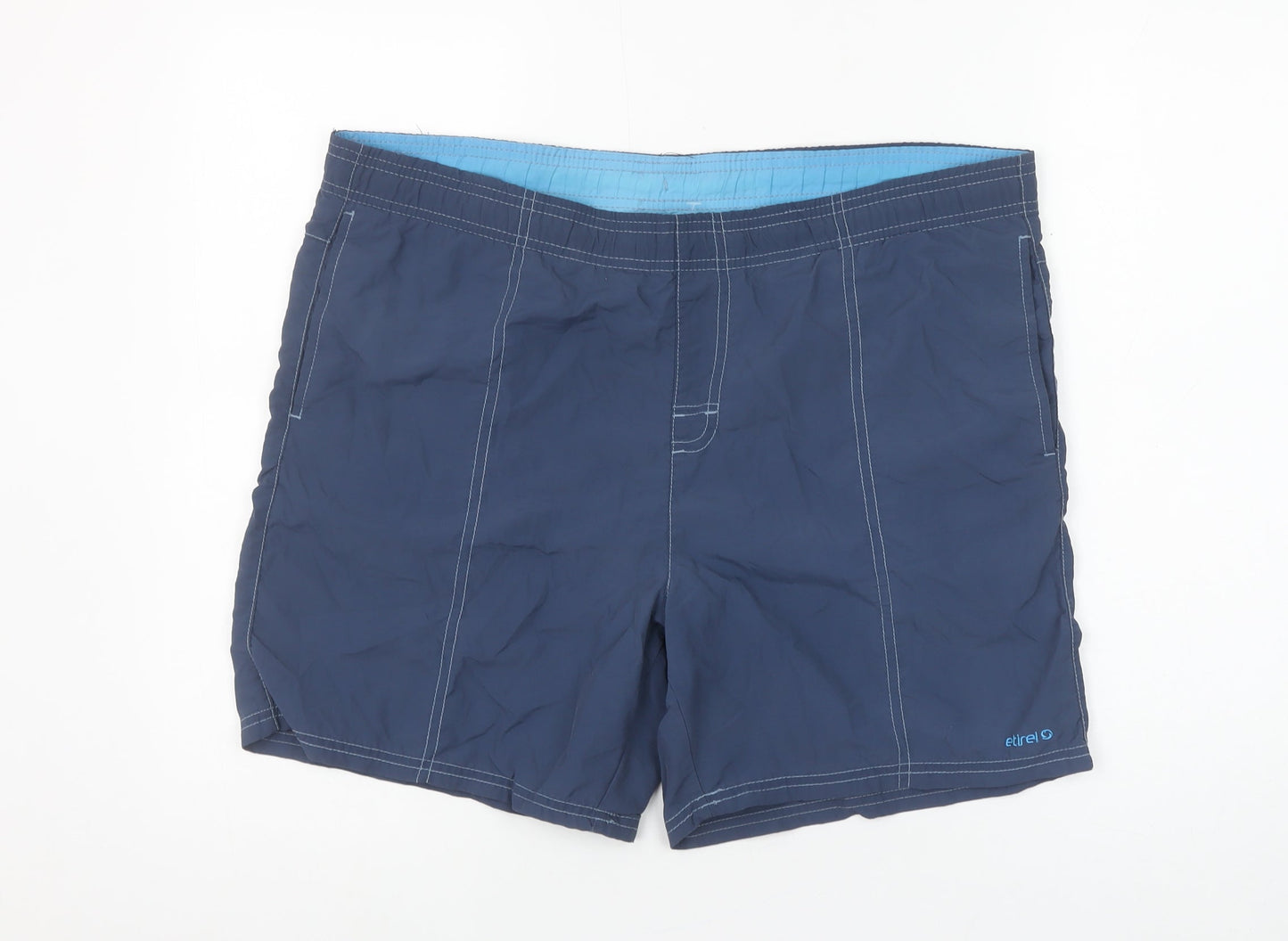 Etirel Men Blue M Swim Shorts Elastic Waist Quick Dry Lined