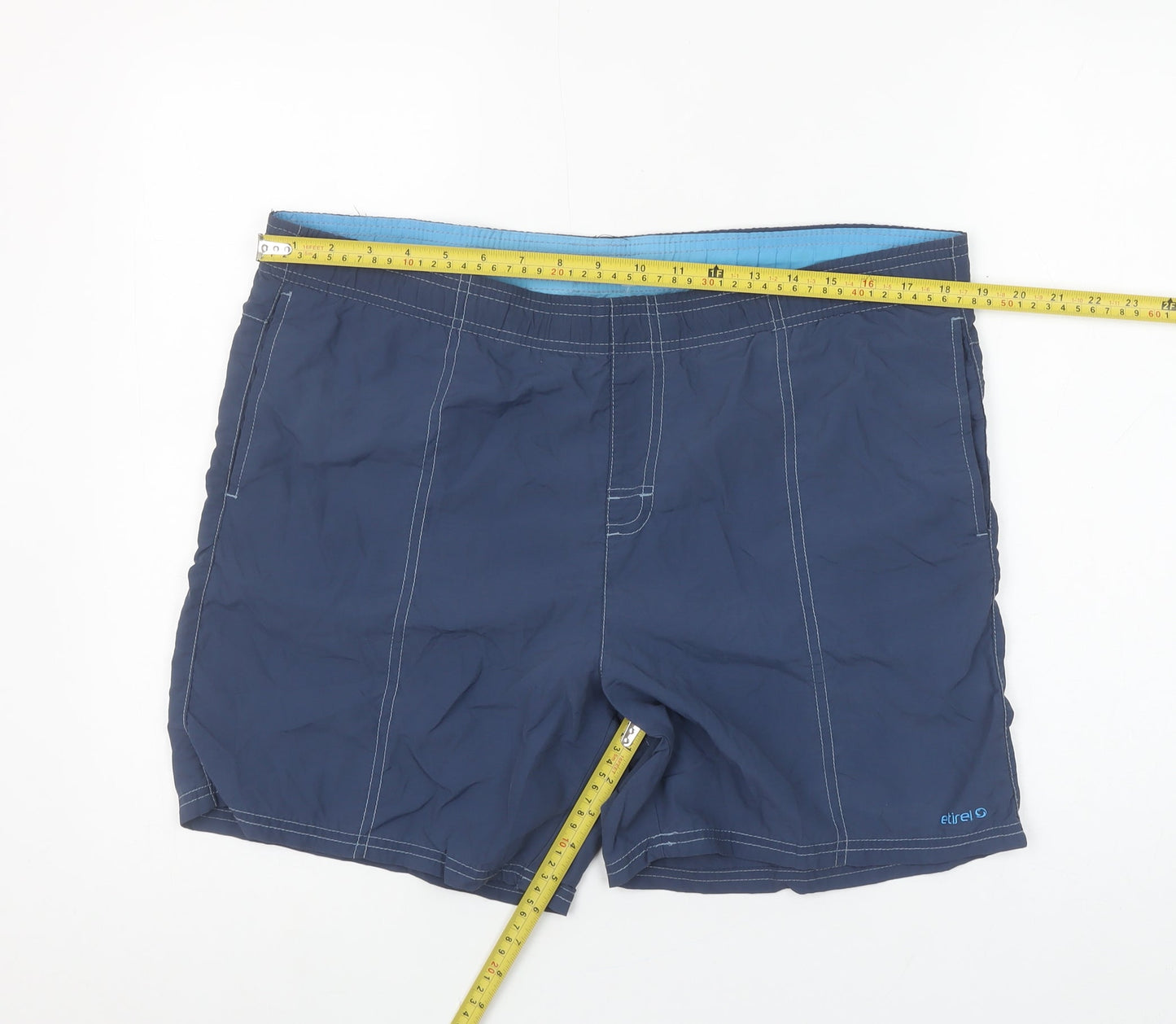 Etirel Men Blue M Swim Shorts Elastic Waist Quick Dry Lined