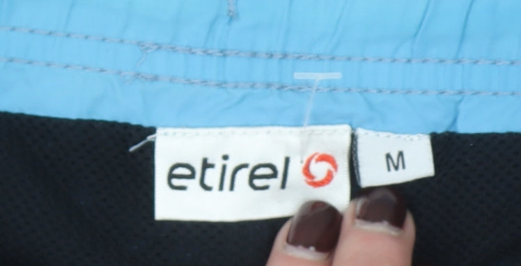 Etirel Men Blue M Swim Shorts Elastic Waist Quick Dry Lined